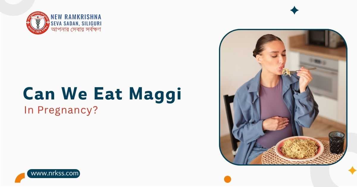 Pregnant woman eating Maggi during pregnancy with guidance from best gynaecologist in Siliguri